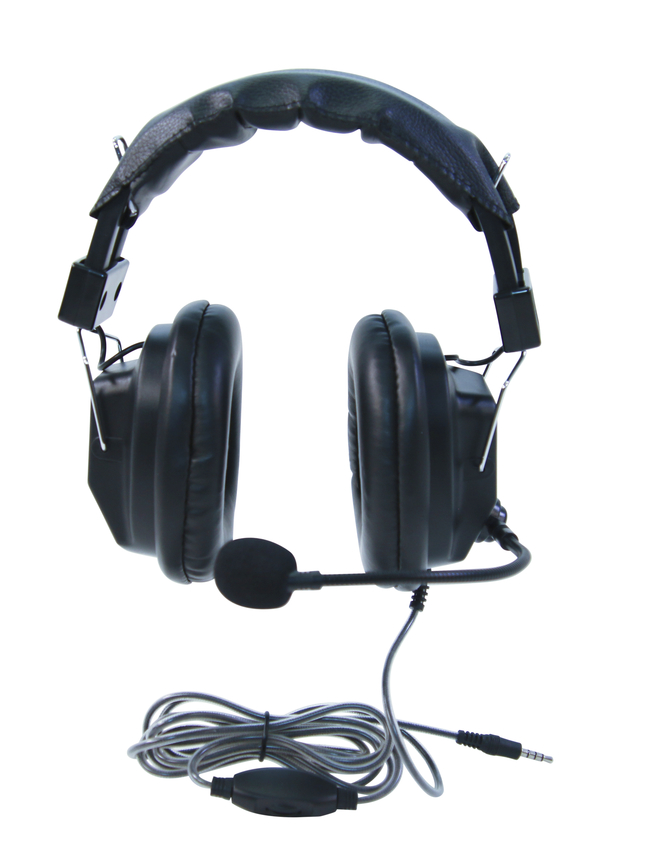 2103825 Over-Ear Stereo Headset with Gooseneck Microphone & Inline Volume Control - 3.5 mm Plug, Black