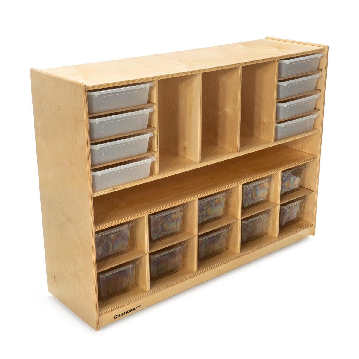 Picture of Childcraft 2048160 47.75 x 14.25 x 36 in. Mobile Multi-Compartment Storage Unit with Locking Casters - 10 Clear Trays
