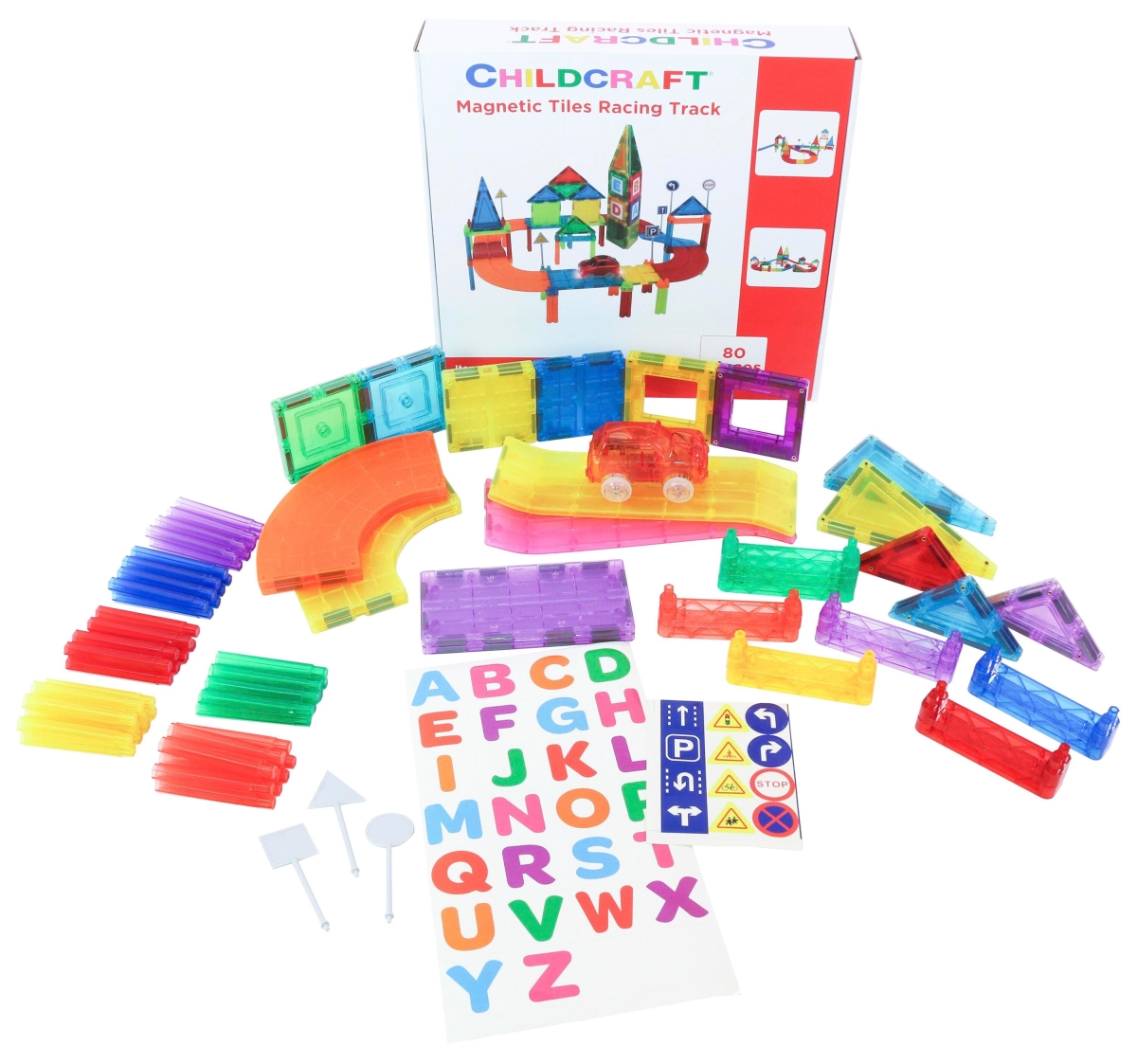 Picture of Childcraft 2133095 Magnetic Tiles Racing Track - Set of 80