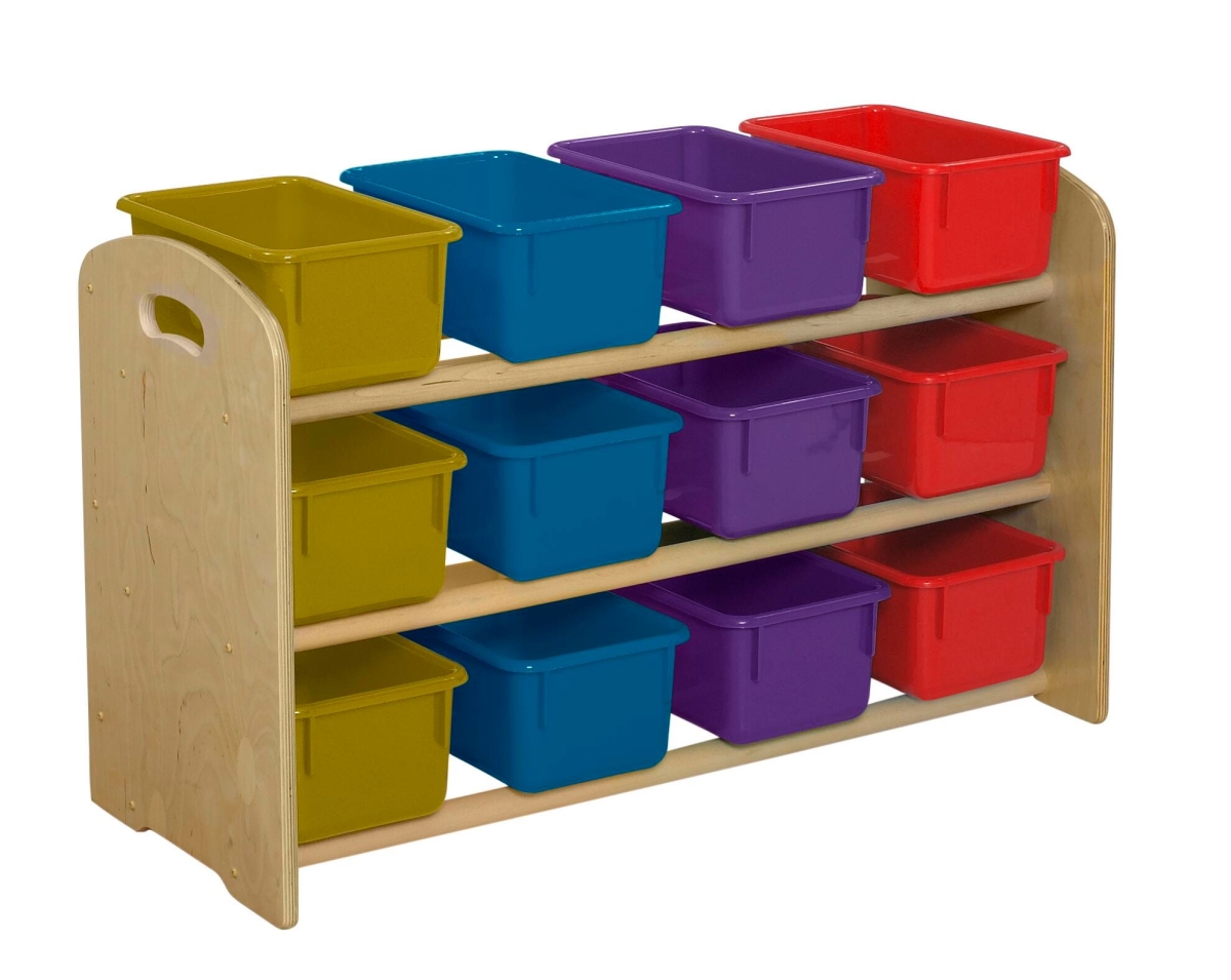 Picture of ABC 2027783 35.75 x 14.5 x 21.75 in. Childcraft Furnishings Dowel Rack Storage - 12 Translucent Color Trays