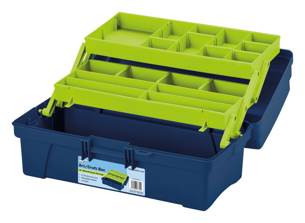 Picture of Artist Select 2003992 14 in. Storage Box with Cantilever Trays&#44; Blue & Green