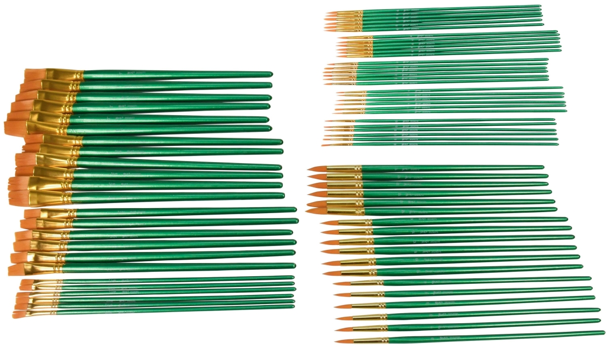 2024081 Optimum Golden Synthetic Taklon Paint Brushes with Long Handles - Assorted Size - Set of 72