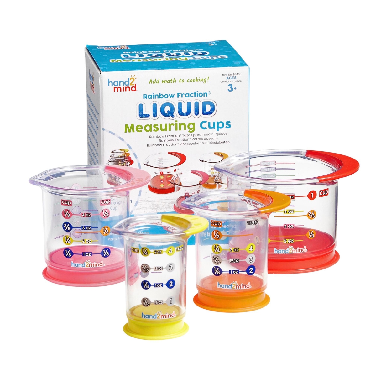 Picture of Hand2Mind 2132807 Rainbow Fraction Liquid Measuring Cups