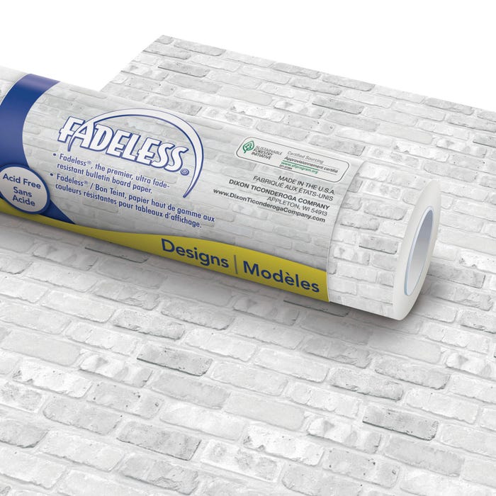 2023390 Designs Paper Roll, White Brick - 48 in. x 50 ft.