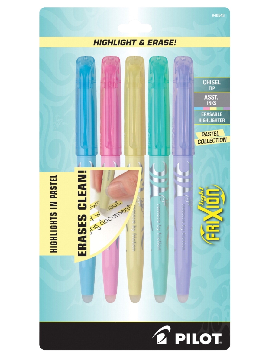 Frixion Pastel Highlighter Set - Assorted Pastel Colors - Set of 5 - Erasable Ink