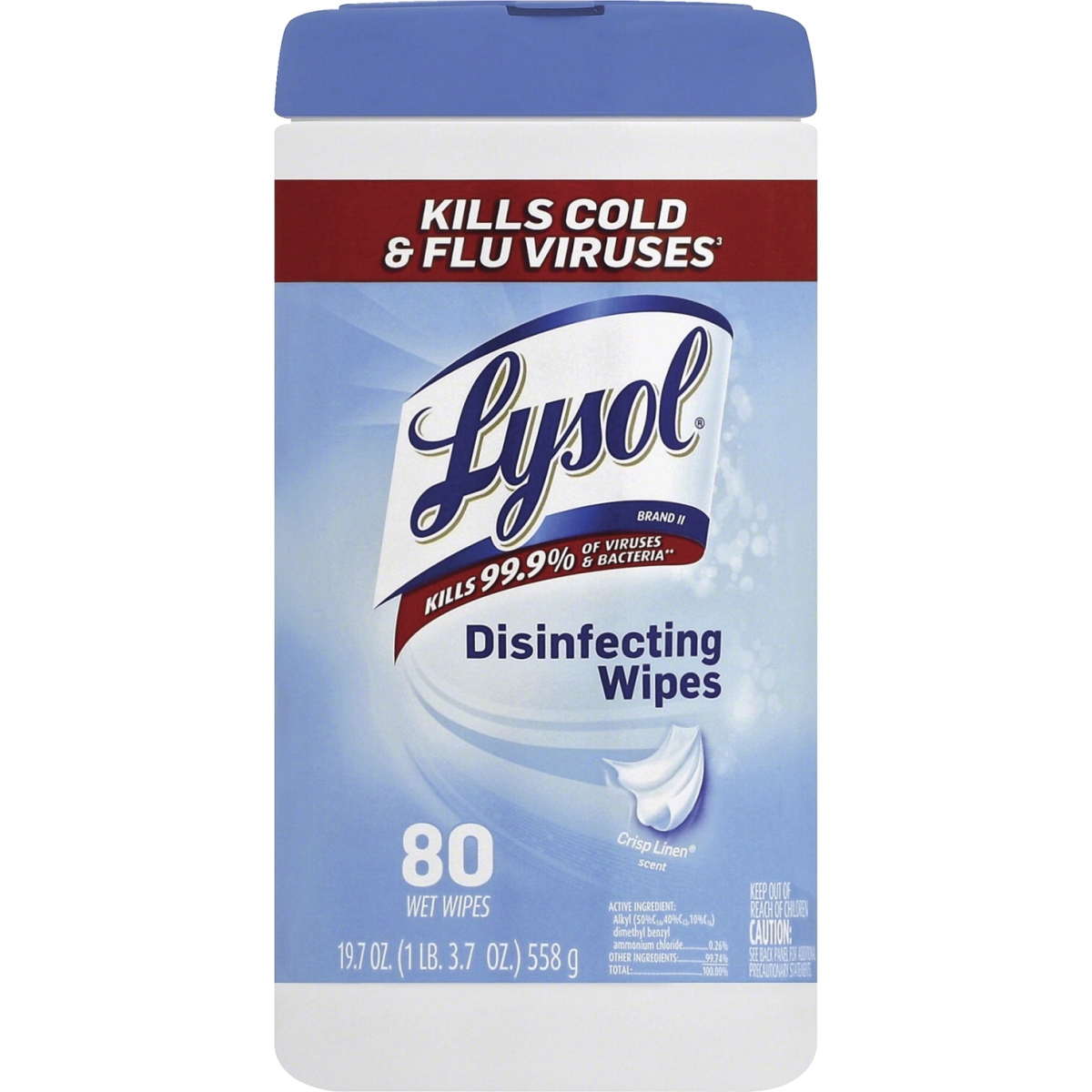 7 x 8 in. Disinfecting Wipes - Crisp Linen Scent, White -  Lysol, LY474487