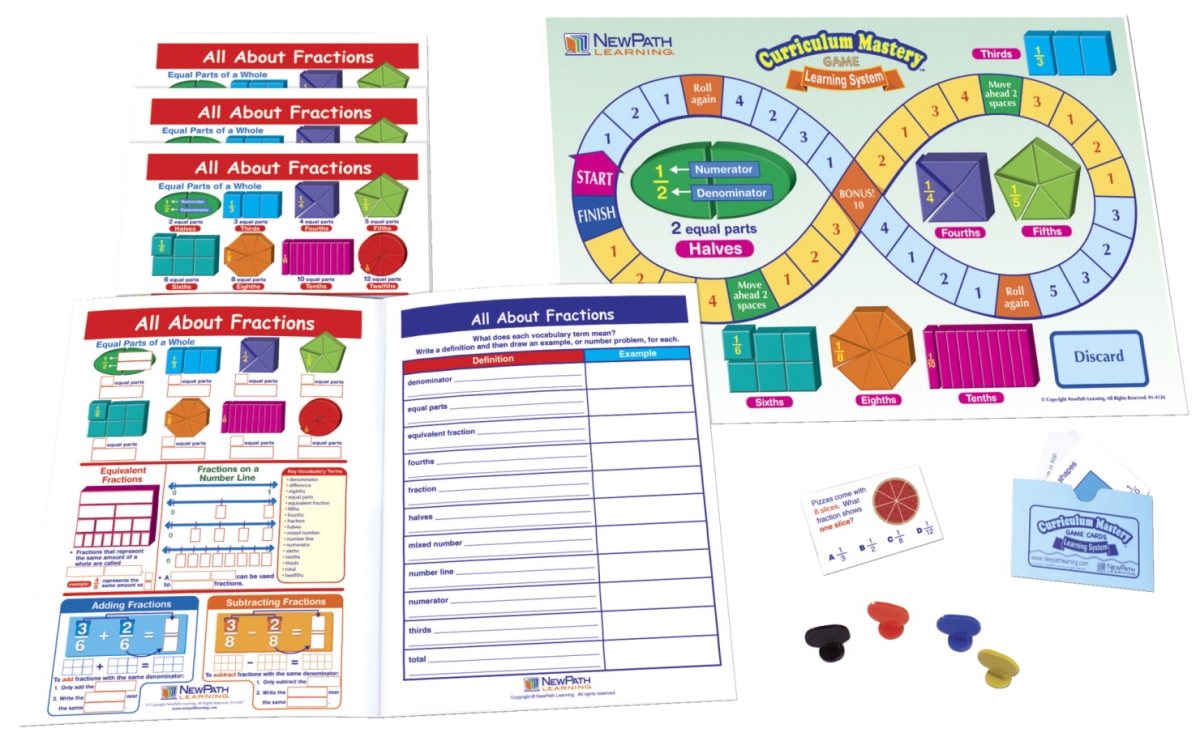 1571195 Learning All About Fractions Learning Center Game, Grade 3-5
