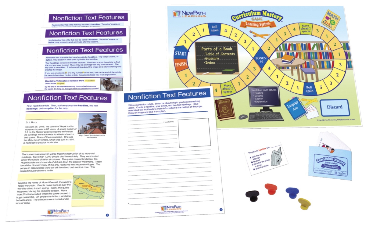 Learning Nonfiction Text Features Learning Center Game, Grade 3-5