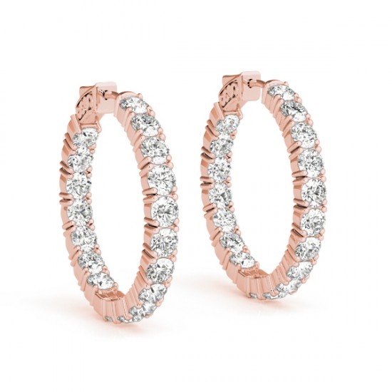 EF142-14kR-4 Elegant Color & Diamond Circle Earring - Red - Size 4