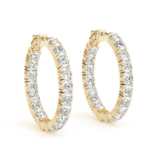 EF142-14kY-1 Elegant Color & Diamond Circle Earring - Yellow - One Size