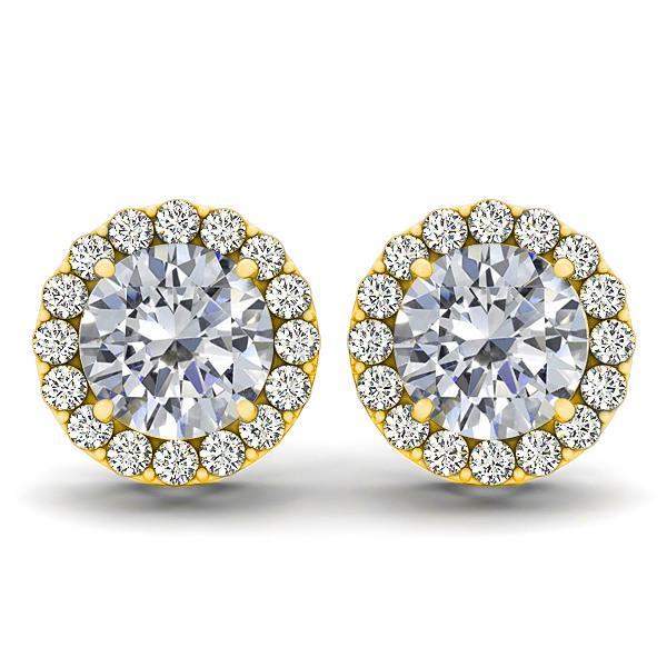 E827-100 H-Si-2 100 Carat H Color SI-2 14K Yellow Gold Diamond Stud Earrings