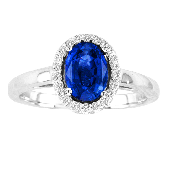 Picture of Ilano Collection R50916-14W-SAP-64-Si-2 6 x 4 in. 14K White Gold Oval Sapphire SI-2 Gemstone Ring
