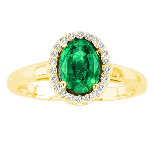 Picture of Ilano Collection R50916-14Y-EM-75-i-1 7 x 5 in. 14K Yellow Gold Oval Emerald I-1 Gemstone Ring