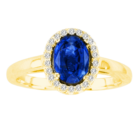 Picture of Ilano Collection R50916-14Y-SAP-75-Si-2 7 x 5 in. 14K Yellow Gold Oval Sapphire SI-2 Gemstone Ring