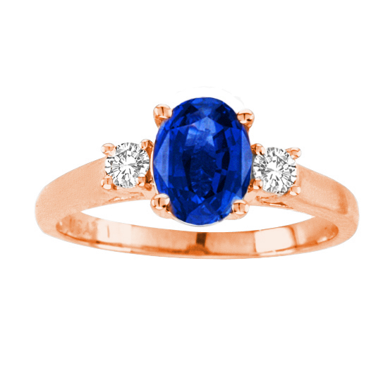 Picture of Ilano Collection R3676-14R-sap64-i-1 6 x 4 in. 14K Rose Gold Oval Sapphire I-1 Gemstone Anniversary Ring