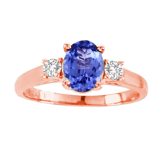 7 x 5 in. 14K Rose Gold Oval Tanzanite I-1 Gemstone Anniversary Ring