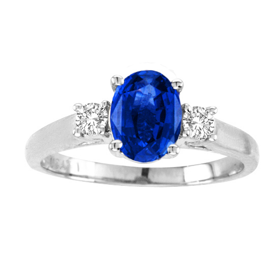 Picture of Ilano Collection R3676-14W-sap64-si-2 6 x 4 in. 14K White Gold Oval Natural Sapphire SI-2 Gemstone Ring