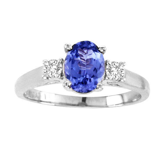 7 x 5 in. 14K White Gold Oval Tanzanite VS-2 Gemstone Ring