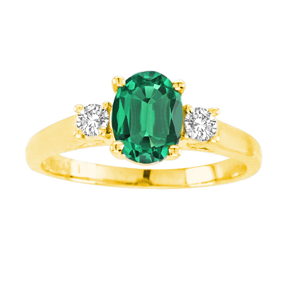 Picture of Ilano Collection R3676-14Y-EM64-i-1 6 x 4 in. 14K Yellow Gold Oval Emerald I-1 Gemstone Anniversary Ring