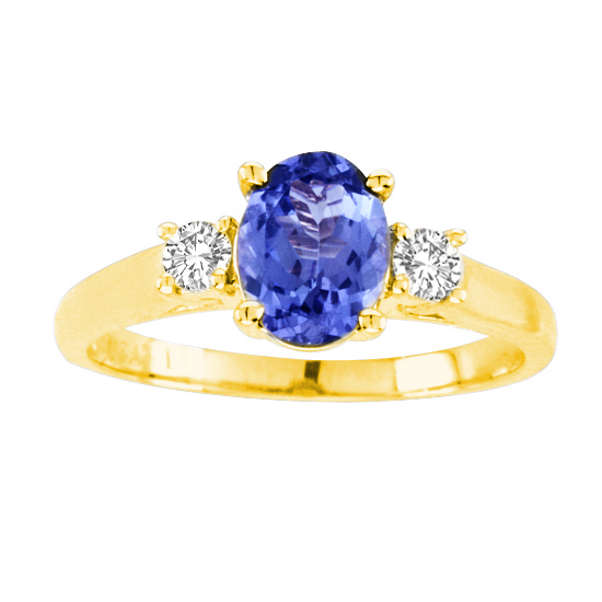 R3676-14Y-TZ-75-i-1 7 x 5 in. 14K Yellow Gold Oval Tanzanite I-1 Gemstone Anniversary Ring