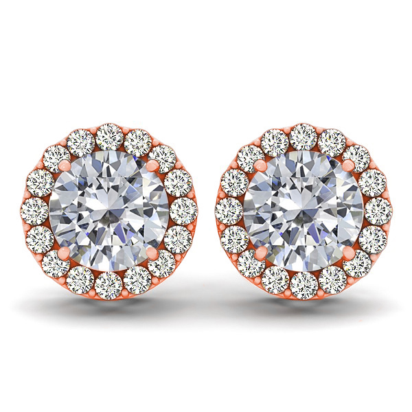 4.5 mm 14K Rose Gold I Color I-1 Diamond Earring