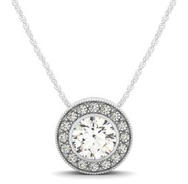 14K White with Round Pendants, Natural Diamond - 0.37ct