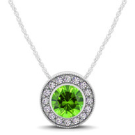14K White with Round Pendants, Natural Pridot - 0.37ct