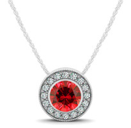 14K White with Round Pendants, Natural Rubilite - 0.37ct