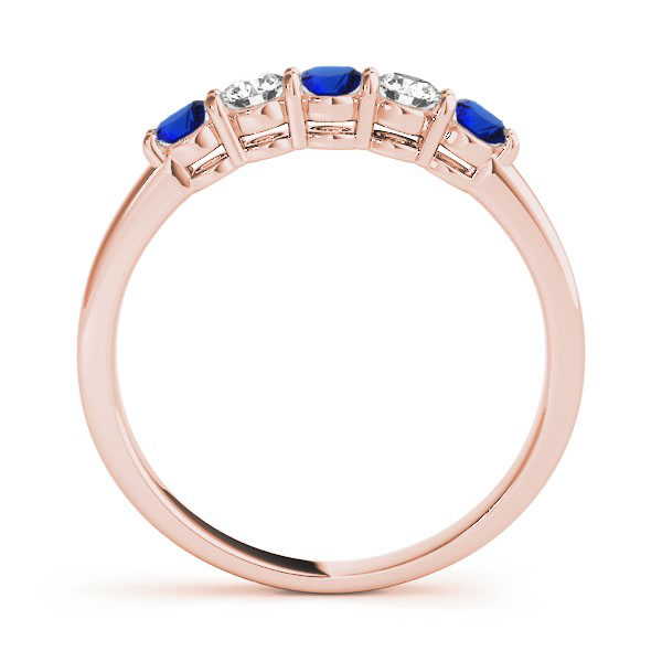 Purple & White 5 Stones Wedding Band - 14k Rose Gold