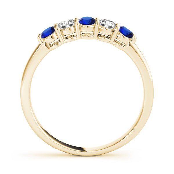 50633S-Y.SIDE Purple & White 5 Stones Wedding Band - 14k Yellow Gold