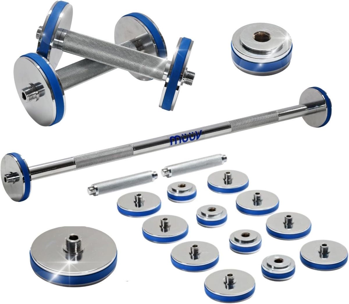 Picture of Stamina Products 05-2140 Muuv Adjustable Barbell & Dumbell Set&#44; Silver & Blue