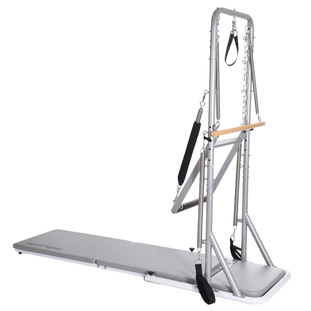 Picture of Stamina Products 55-5604 AeroPilates Precision Cadillac Studio Tower&#44; Precision Grey&#44; White & Light Wood