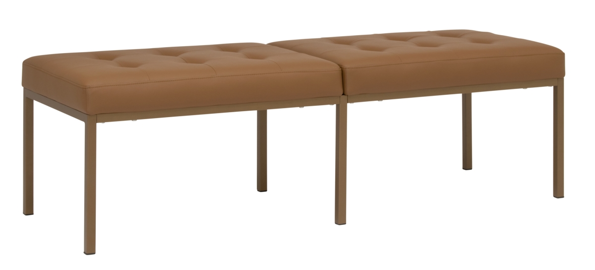 Picture of Studio Designs Home 72151 Studio Designs Camber Bench - 60&apos; - Bronze Legs and Tufted Leather - Modern Entryway Bench - Office or Home Decor and Furniture - Caramel and Bronze