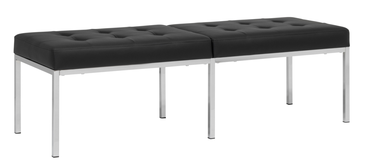 Picture of Studio Designs Home 72150 Studio Designs Camber Bench - 60&apos; - Chrome Legs and Tufted Leather - Modern Entryway Bench - Office or Home Decor and Furniture - Black and Chrome