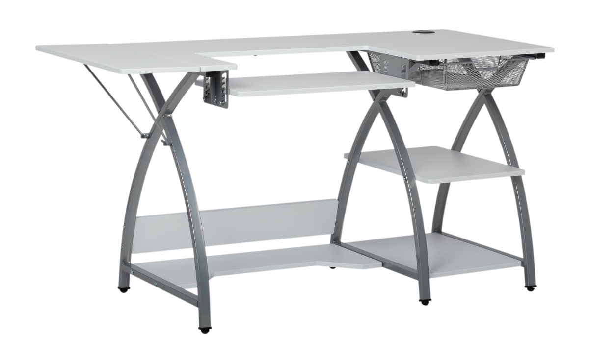 13389 Comet Plus Hobby/Office/Sewing Desk with Fold-Down Top, Height Adjustable Platform, Bottom Storage Shelf and Drawer