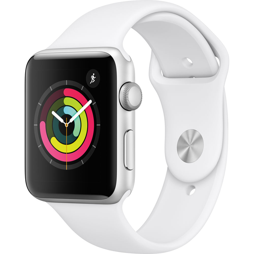 Picture of Apple MTF22LL-A 42 mm Apple Watch S3 GPS Silver Aluminum Case with White Sport Band