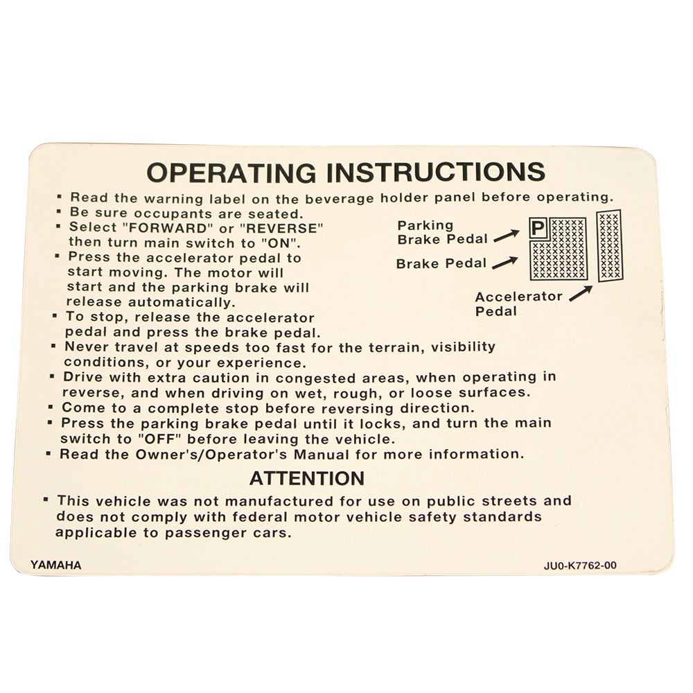Stentens Golf WAR3YD G & E 2012 Plus G29 Warning Label - Yamaha Drive for OEM JU0-K7762-00-00