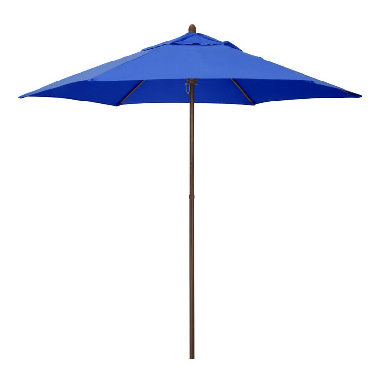 Picture of Astella 194061635629 9 ft. Wood-Grained Steel Market Patio Umbrella with Push Lift in Pacific Blue Polyester