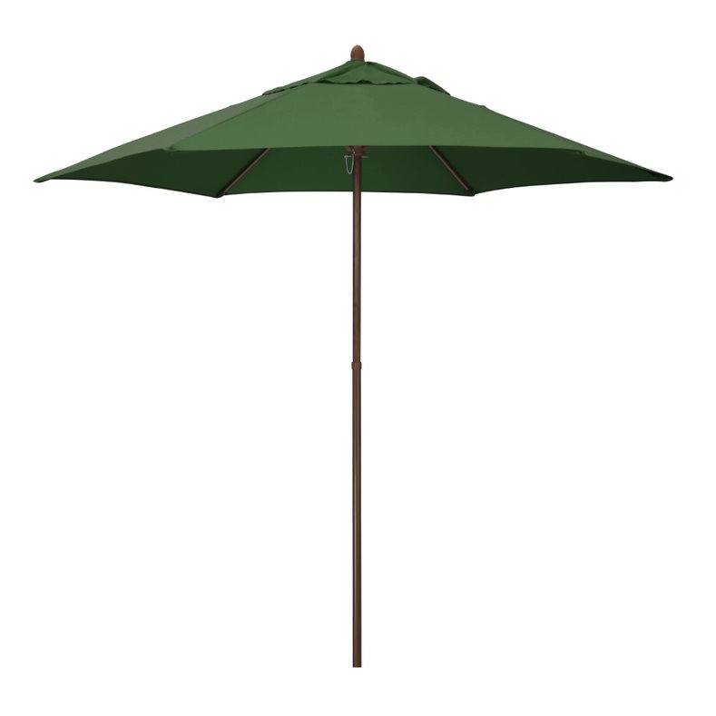 Picture of Astella 194061635643 9 ft. Wood-Grained Steel Market Patio Umbrella with Push Lift in Hunter Green Polyester