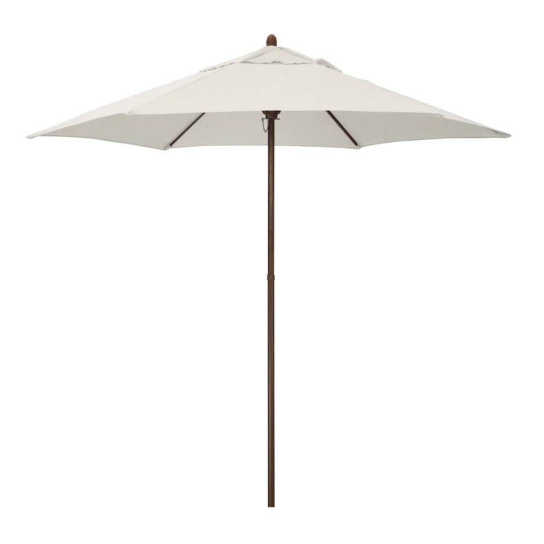 Picture of Astella 194061635650 9 ft. Wood-Grained Steel Market Patio Umbrella with Push Lift in Natural Polyester