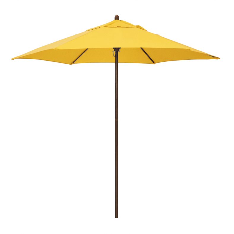 Picture of Astella 194061635711 9 ft. Wood-Grained Steel Market Patio Umbrella with Push Lift in Yellow Polyester