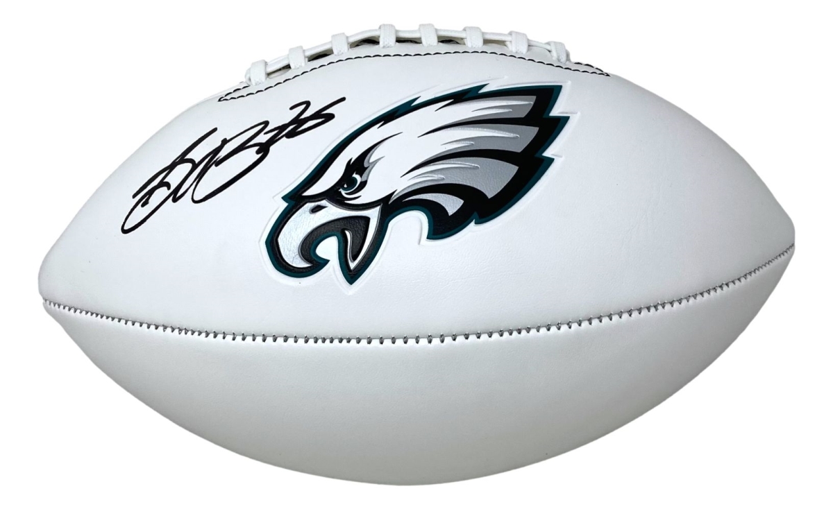 57031 Saquon Barkley Signed Philadelphia Eagles Logo Football PSA & DNA