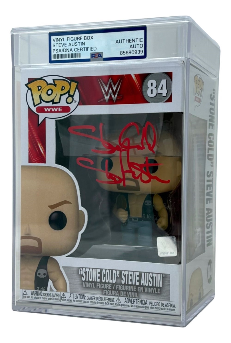 59215 Stone Cold Steve Austin Signed WWE Funko Pop No.84 PSA Encapsulated
