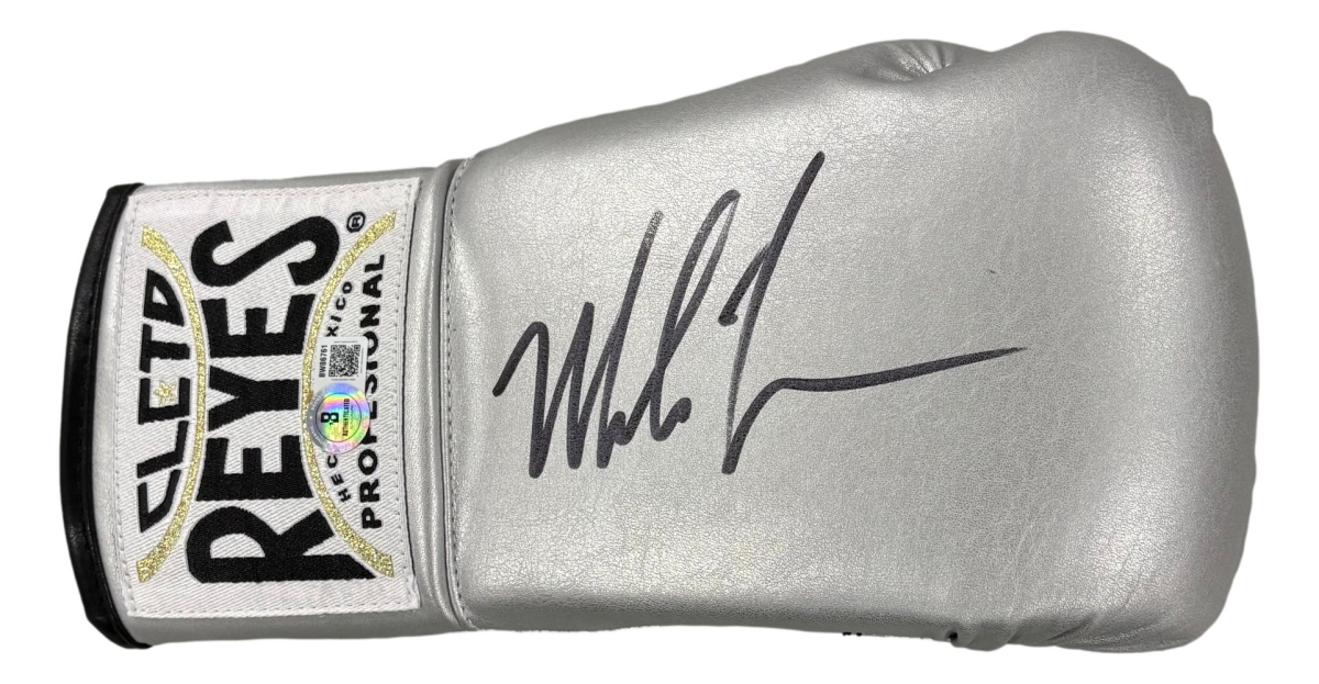 60865 Mike Tyson Signed Right Hand Silver Cleto Reyes Boxing Glove BAS