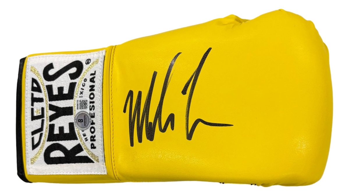 60867 Mike Tyson Signed Right Hand Yellow Cleto Reyes Boxing Glove BAS