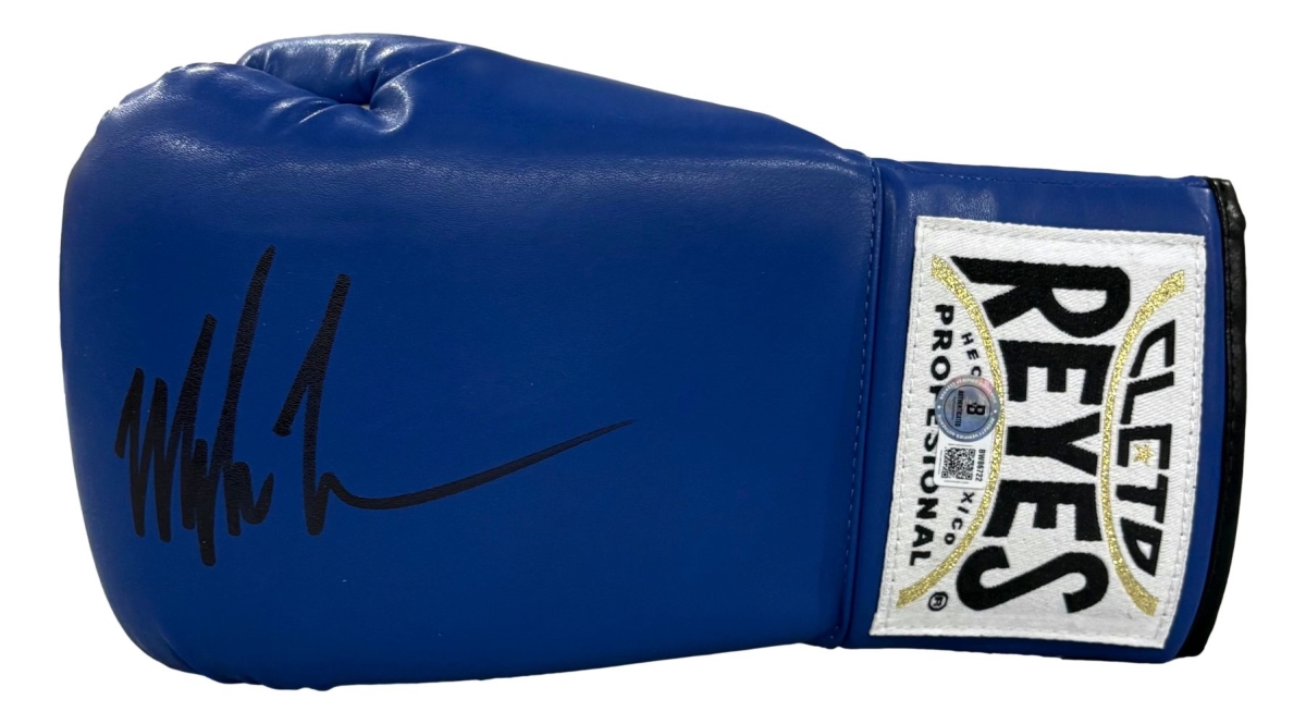 60871 Mike Tyson Signed Left Hand Blue Cleto Reyes Boxing Glove BAS