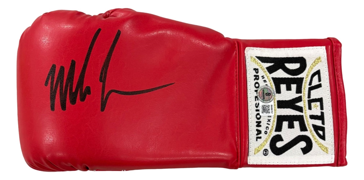 60872 Mike Tyson Signed Left Hand Red Cleto Reyes Boxing Glove BAS