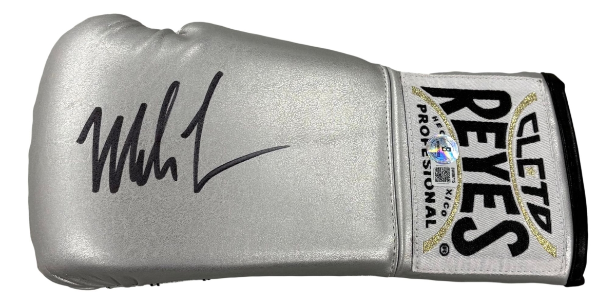 60876 Mike Tyson Signed Left Hand Silver Cleto Reyes Boxing Glove BAS