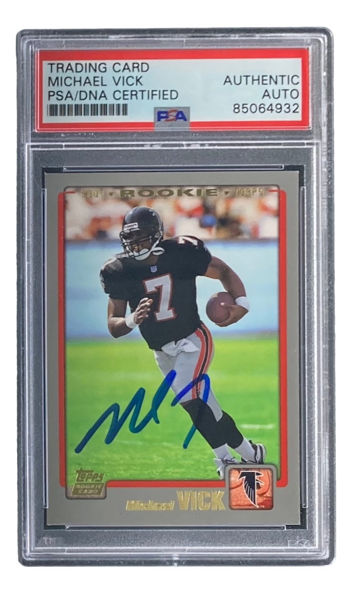 51456 Michael Vick Signed 2001 Topps No.311 Atlanta Falcons Rookie Card PSA & DNA