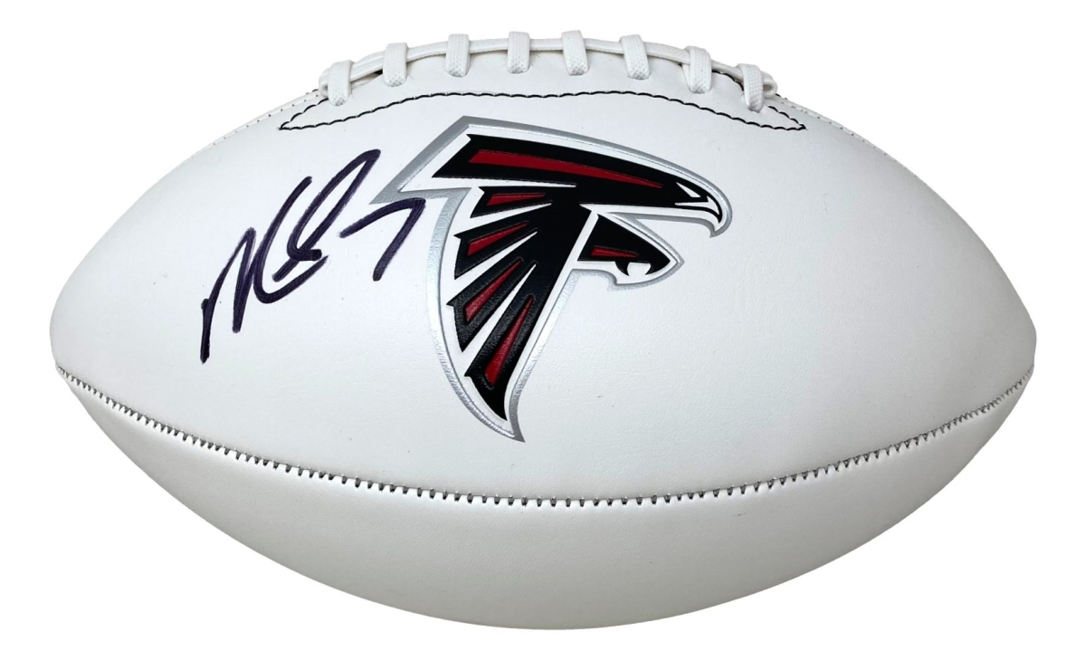 57639 Michael Vick Signed Atlanta Falcons Logo Football BAS